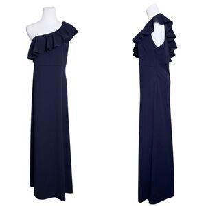 Lulu's Forever Ruffle One Shoulder Trumpet Dress Navy XL Sexy Cruise Date Night‎